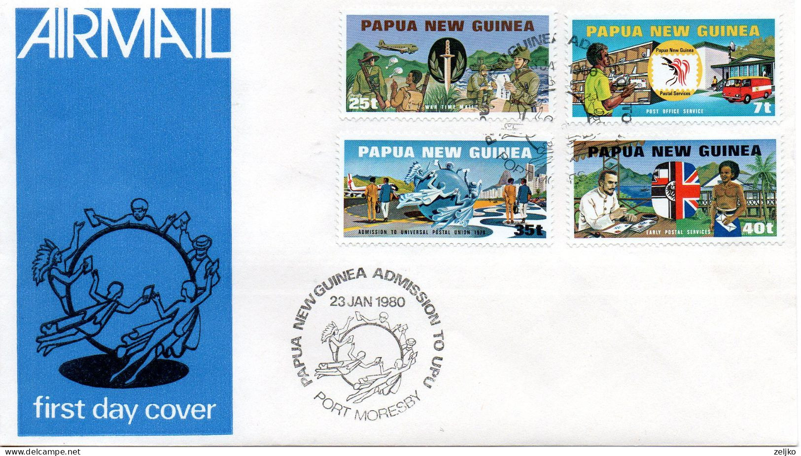 Papua New Guinea, FDC, 1980, Michel 381 - 384, Admision To UPU - Papua Nuova Guinea