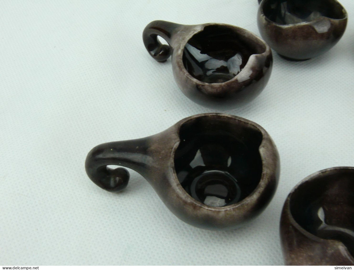 Vintage Set Of 7 Ceramic Rakija Cups #2342 - Gläser