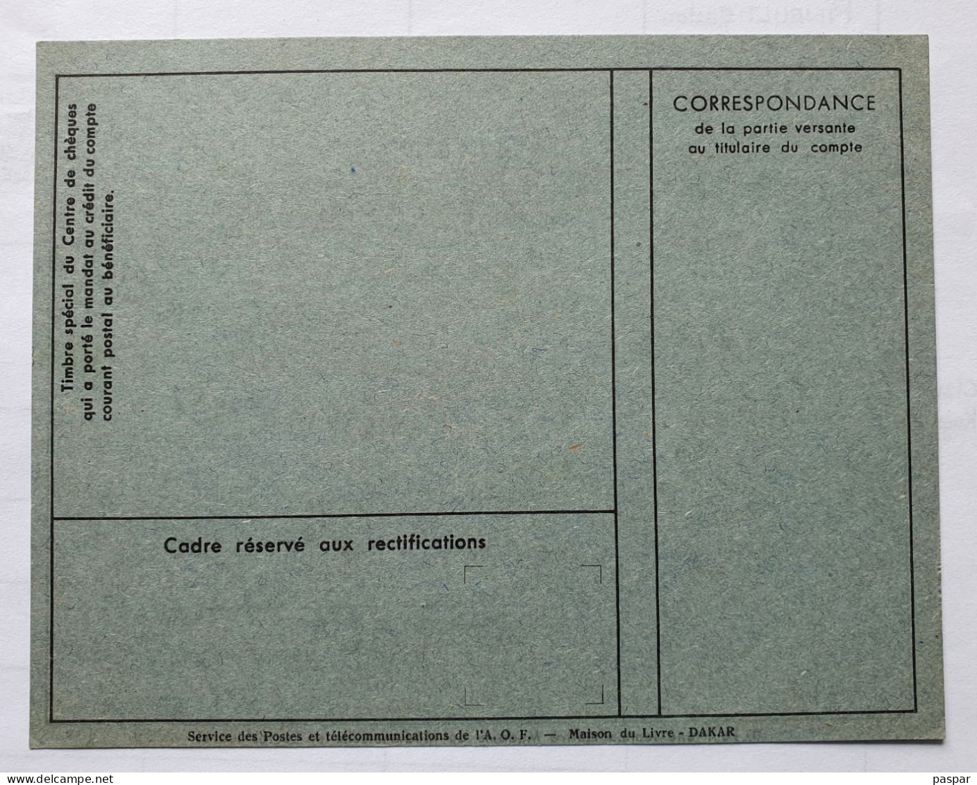 Mandat-Carte Gouvernement Général De L'AOF - Briefe U. Dokumente