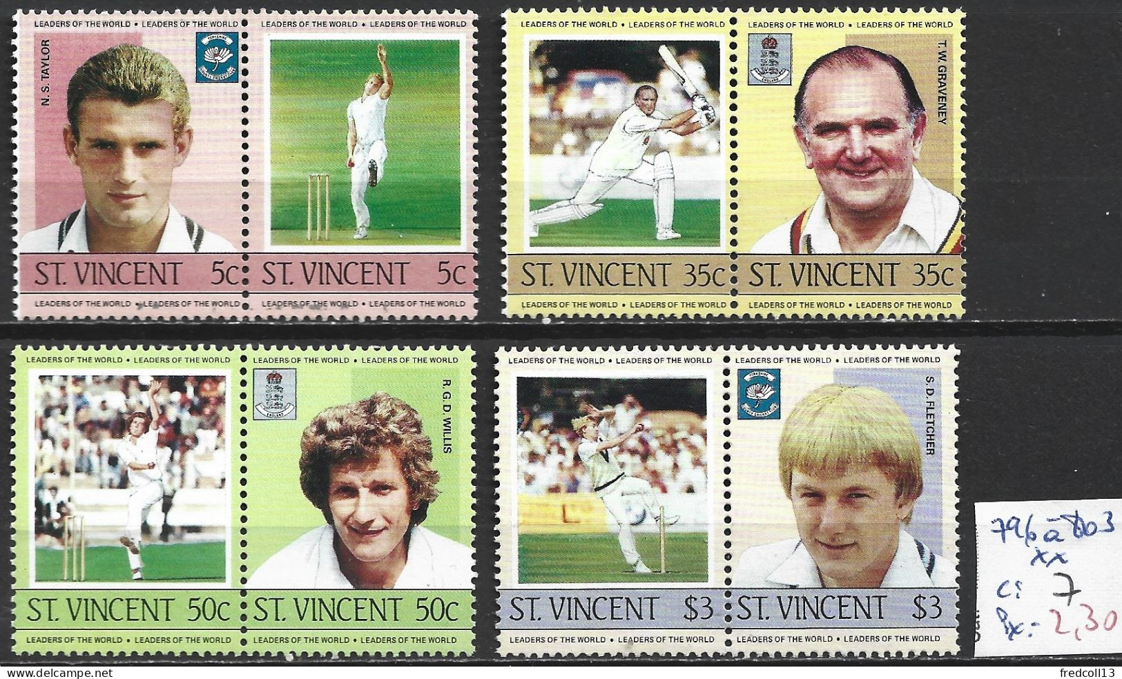 SAINT-VINCENT 796 à 803 ** Côte 7 € - St.Vincent (...-1979)