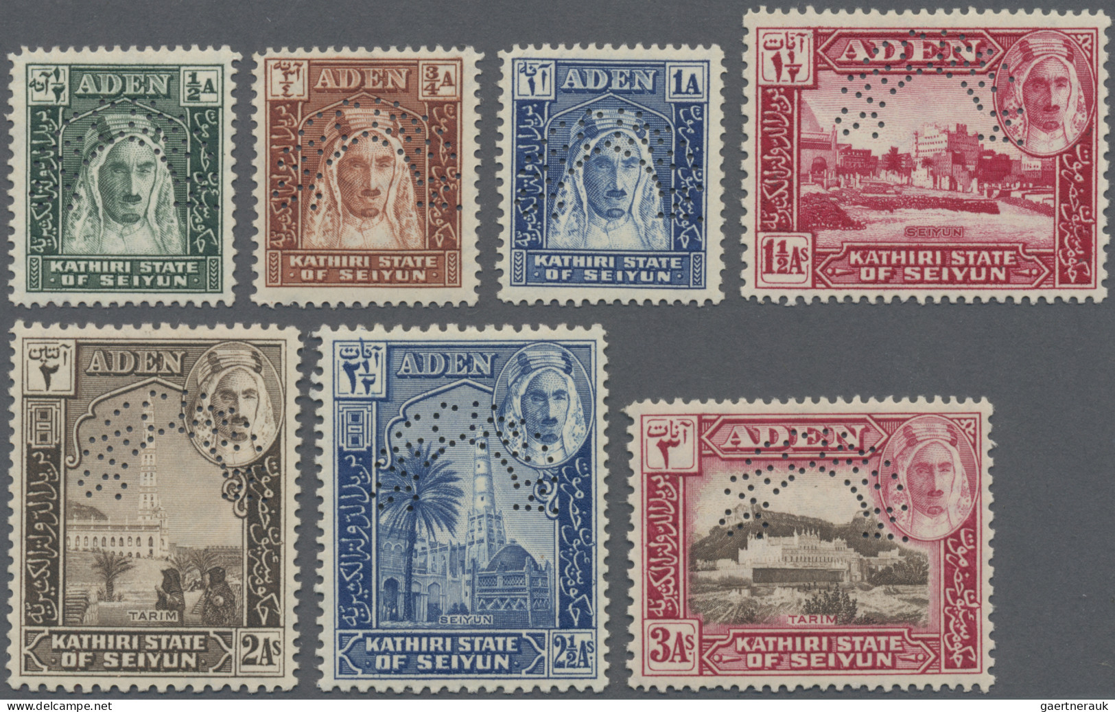 Aden - Kathiri State Of Seiyun: 1942/1946 Complete Set Of First Issue Plus Two V - Yemen