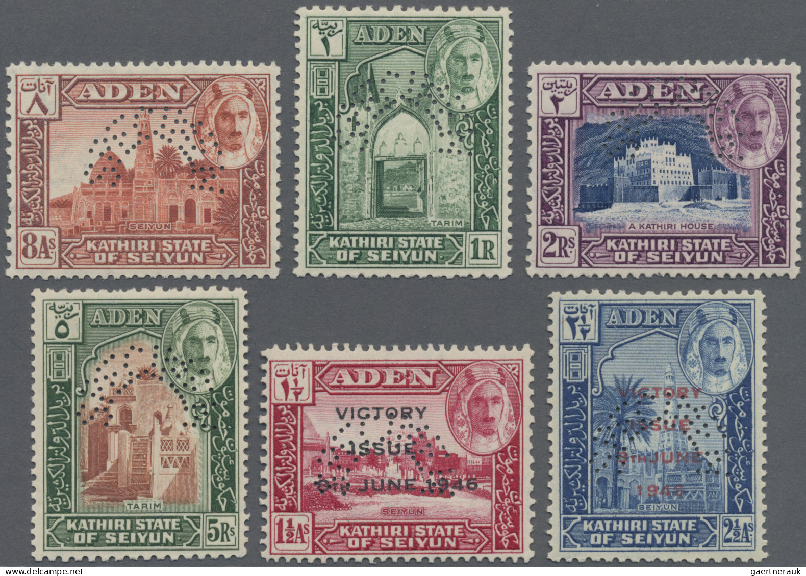 Aden - Kathiri State Of Seiyun: 1942/1946 Complete Set Of First Issue Plus Two V - Jemen