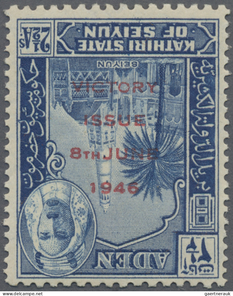Aden - Kathiri State Of Seiyun: 1948 'Victory' 2½a. Blue, Variety "OVERPRINT INV - Yemen