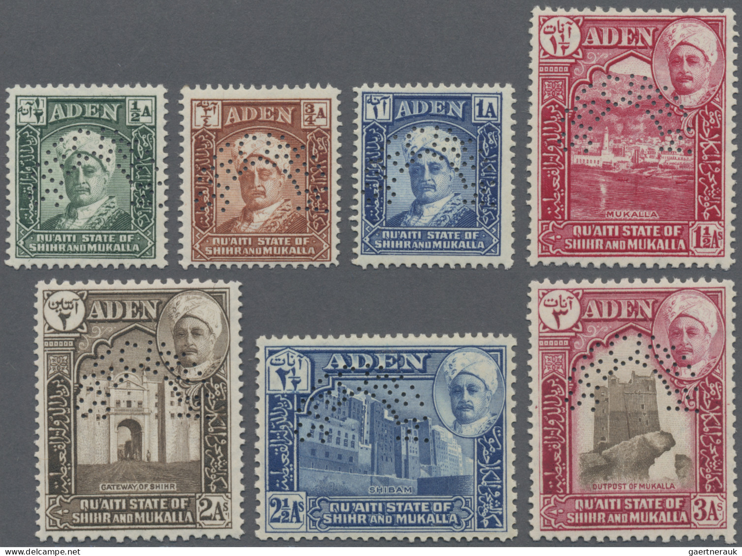Aden - Qu'aiti State In Hadhramaut: 1942/1946 Complete Set Of First Issue Plus T - Yémen