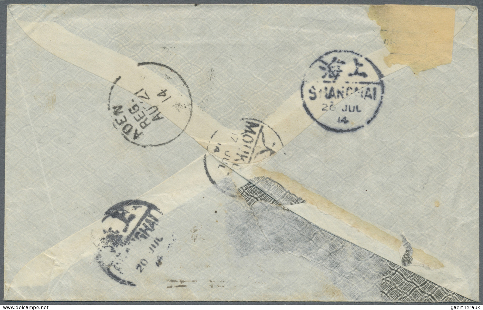 China: 1914, Early Incoming Mail To Aden Camp, South Arabia: Registered Cover Fr - Covers & Documents