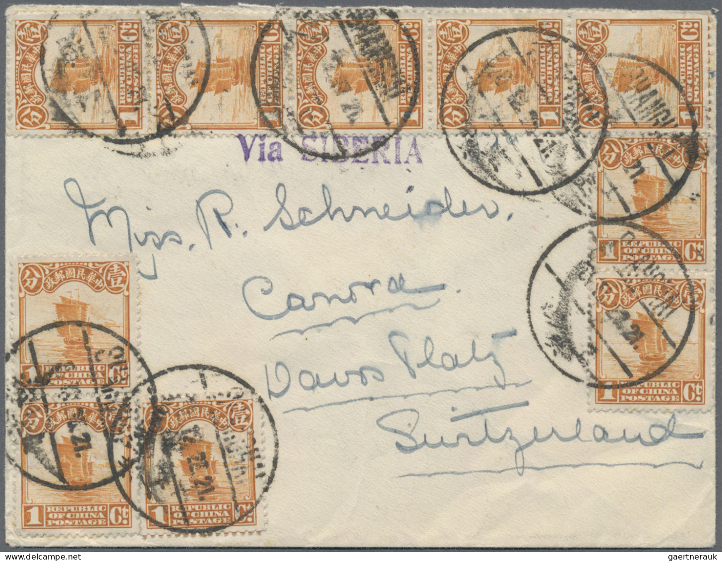 China: 1924/1925, Three Entires To Switzerland Bearing Attractive Frankings Of 1 - Briefe U. Dokumente