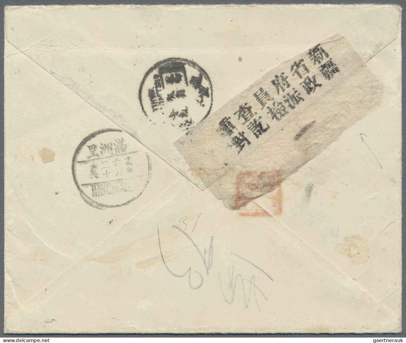 China: 1923, 10 C. (3) With 1930, 1 C./3 C. Tied "PEIPING" (label Still Says Pek - Lettres & Documents