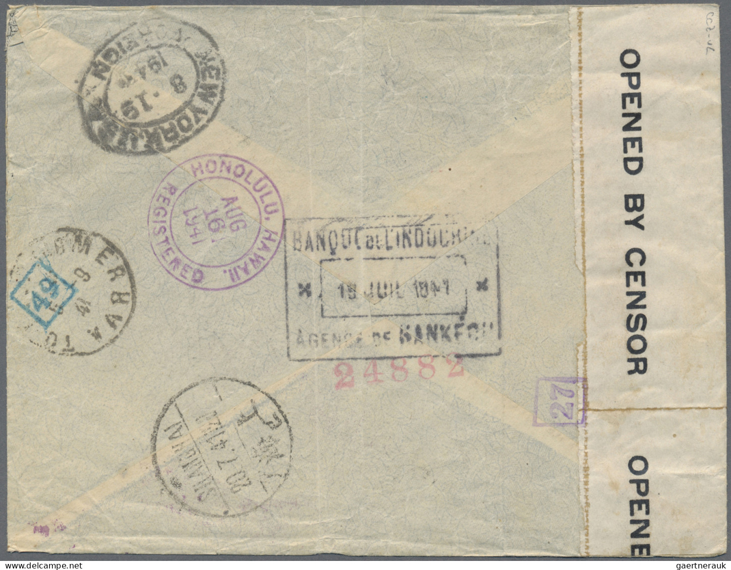 China: 1941, SYS $6.80 Franking Tied "HANKOW 19.7.41" To Registered Air Mail Cov - Lettres & Documents