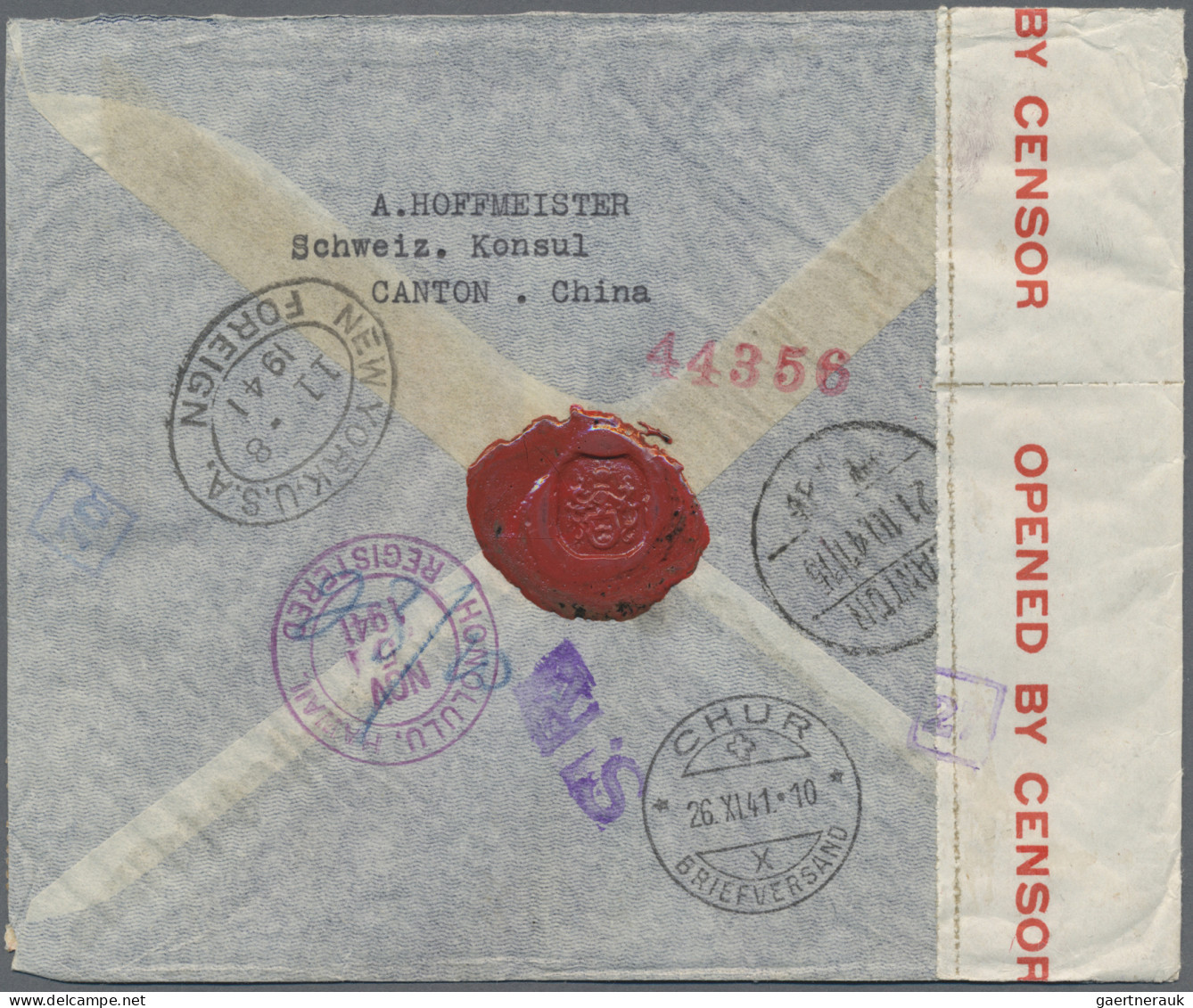 China: 1941, Registered Airmail Cover Bearing $17.20 Rate From "SHANGHAI 20.10.4 - Storia Postale