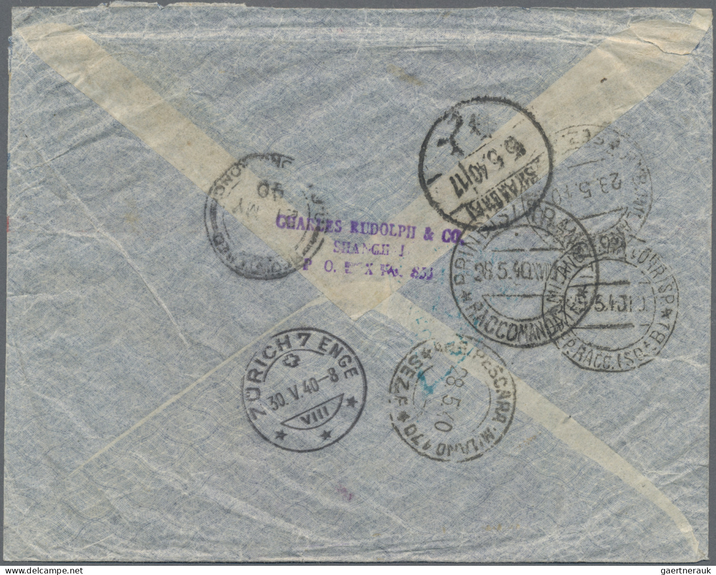 China: 1938/1940, Two Commercial Covers: 1938 25c. Rate From Shanghai 16.8. 38 T - Brieven En Documenten