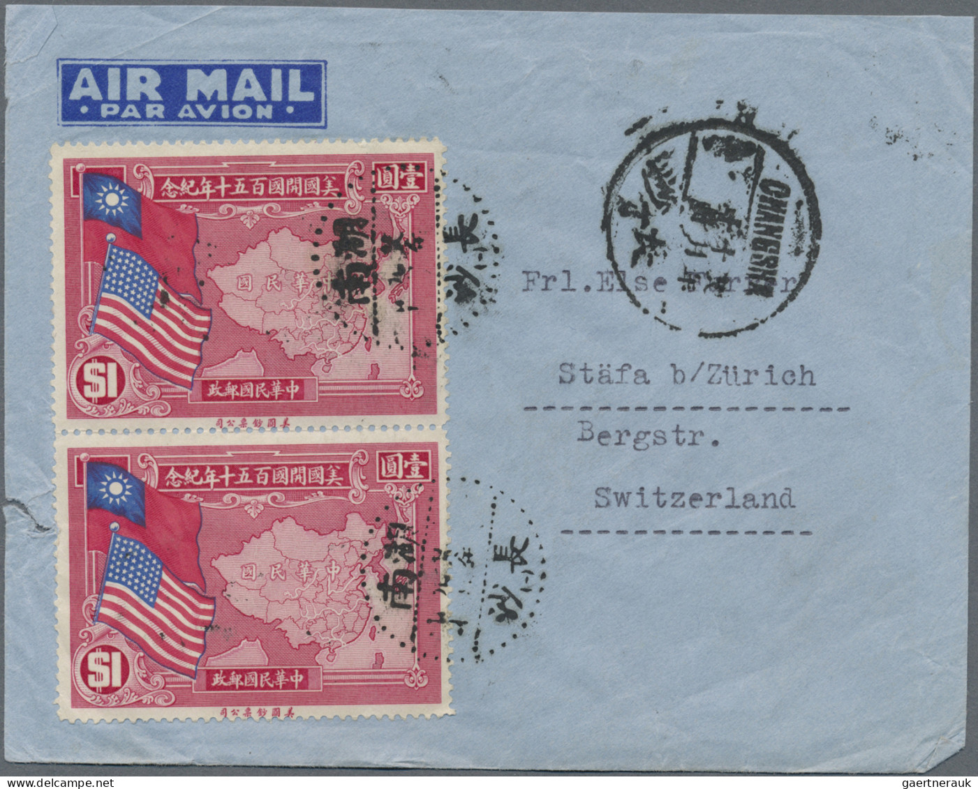 China: 1939, Air Mail Envelope Addressed To Switzerland Bearing SG 504, $1 Carmi - Lettres & Documents