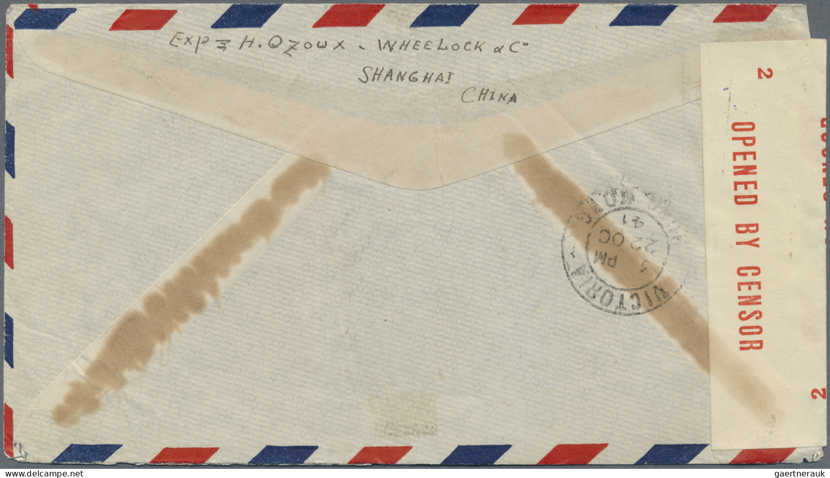 China: 1941. Air Mail Envelope Addressed To Australia Bearing SG 494a, 30c Scarl - Lettres & Documents