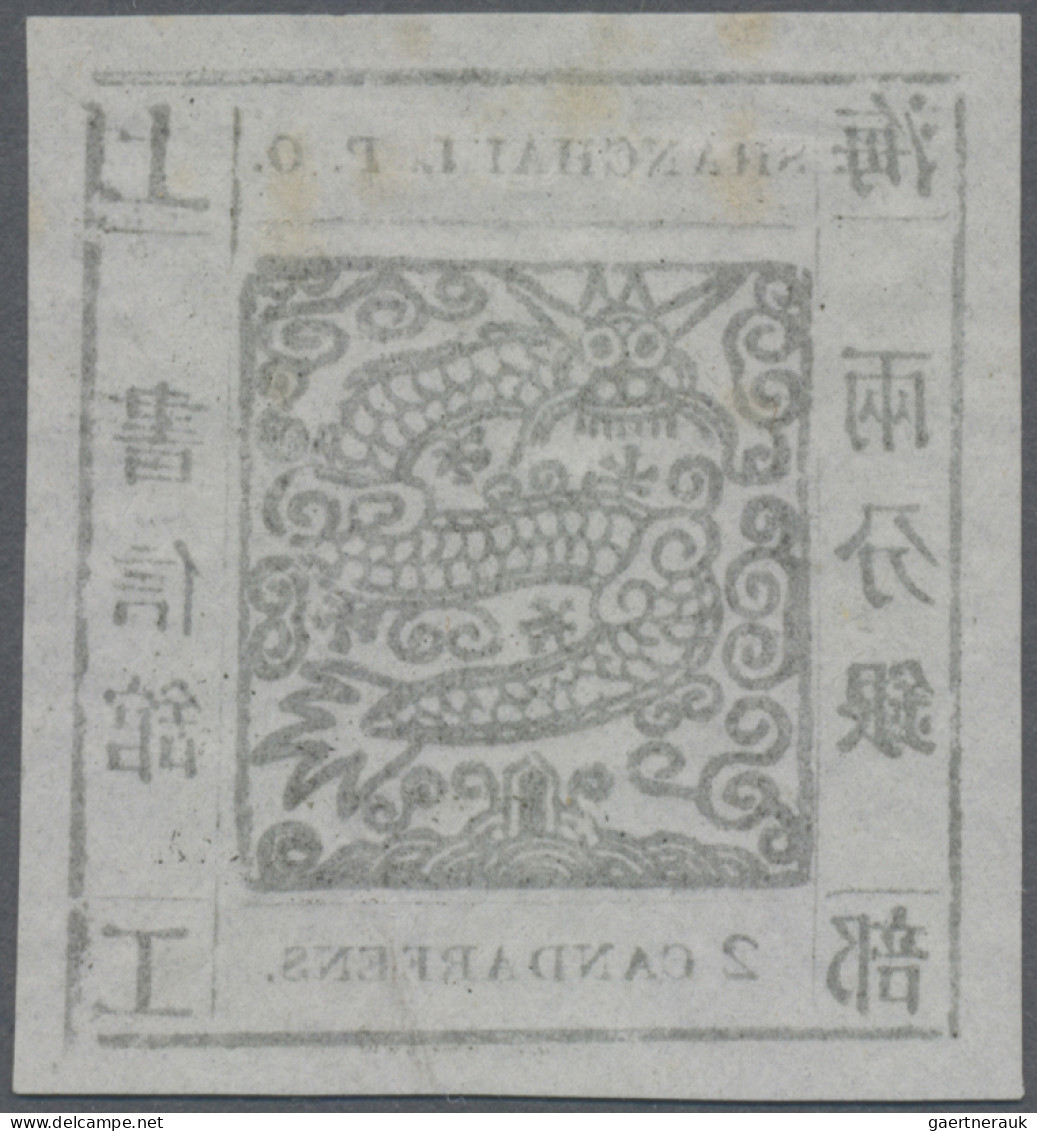 China - Shanghai: 1865, "Candareens." In The Plural, 2 Liang Black On Pelure Pap - Altri & Non Classificati