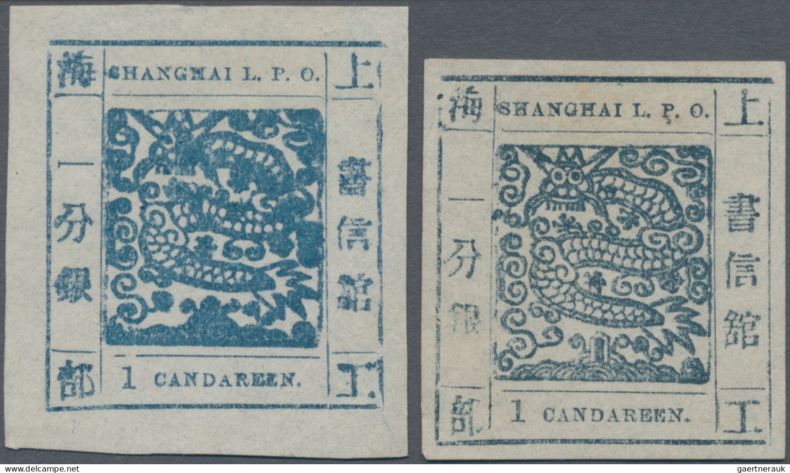 China - Shanghai: 1865, Two Large Dragons, "Candareen" In The Singular, Seriffed - Other & Unclassified