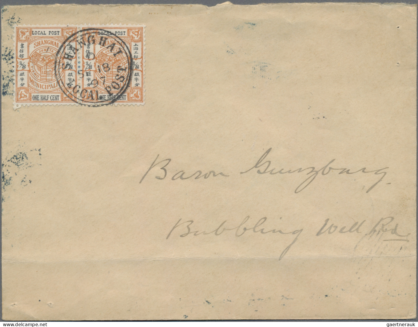 China - Shanghai: 1897, Flags Issue Type II Typographed On Local Covers: 1/2 C. - Other & Unclassified