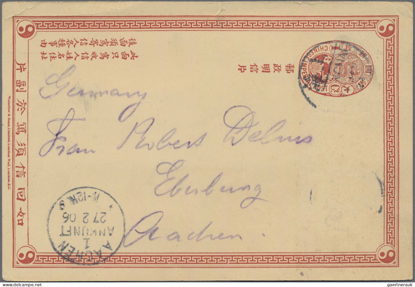China - Postal Stationery: 1897/1940, Three Used Cards: 1 C. ICP Uprated Doilcin - Postcards