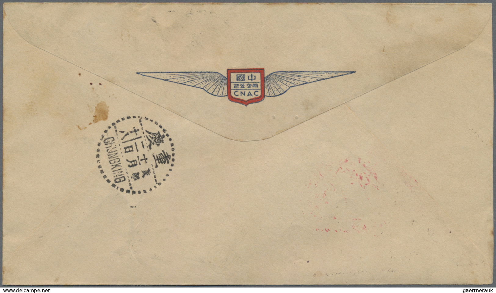 China - Aitmail: 1939 Nov. 2, FFC CNAC Burma-Chungking On Official CNAC Envelope - Other & Unclassified