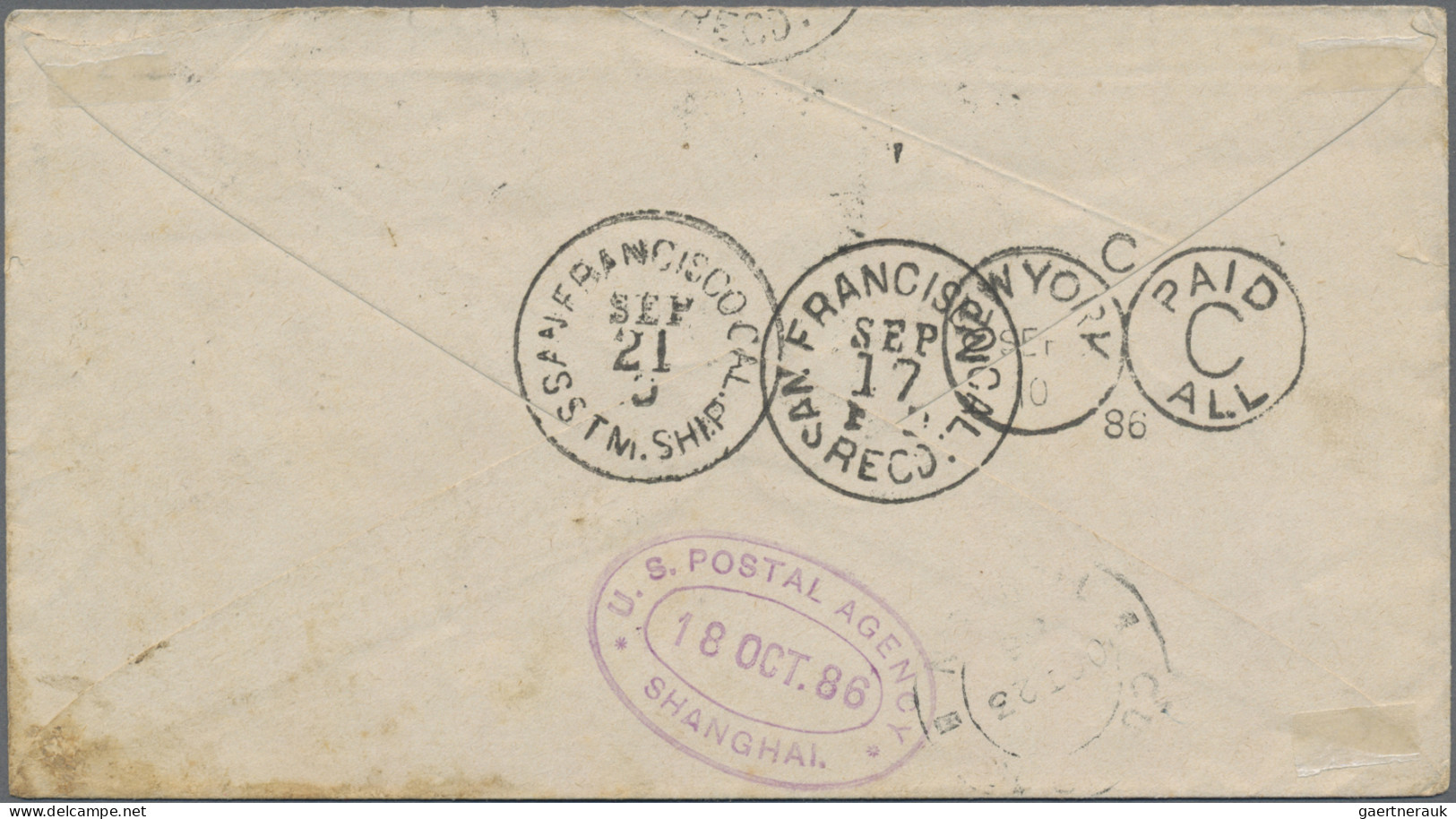 China - Incomming Mail: 1886 (Aug 8) Cover From Germany To Taku Franked By 'Pfen - Andere & Zonder Classificatie
