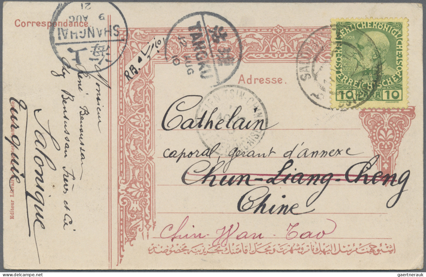 China - Incomming Mail: Austrian Levant, 1910. Picture Post Card Of 'Place De Ch - Otros & Sin Clasificación