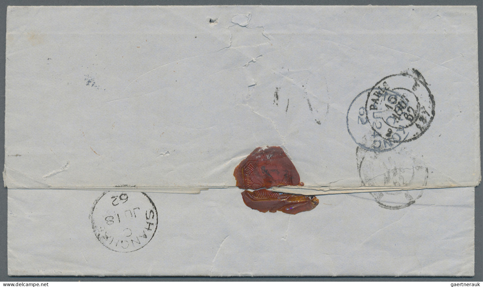 China - Specialities: 1862. Stampless Envelope Addressed To France Dated 'Shangh - Andere & Zonder Classificatie
