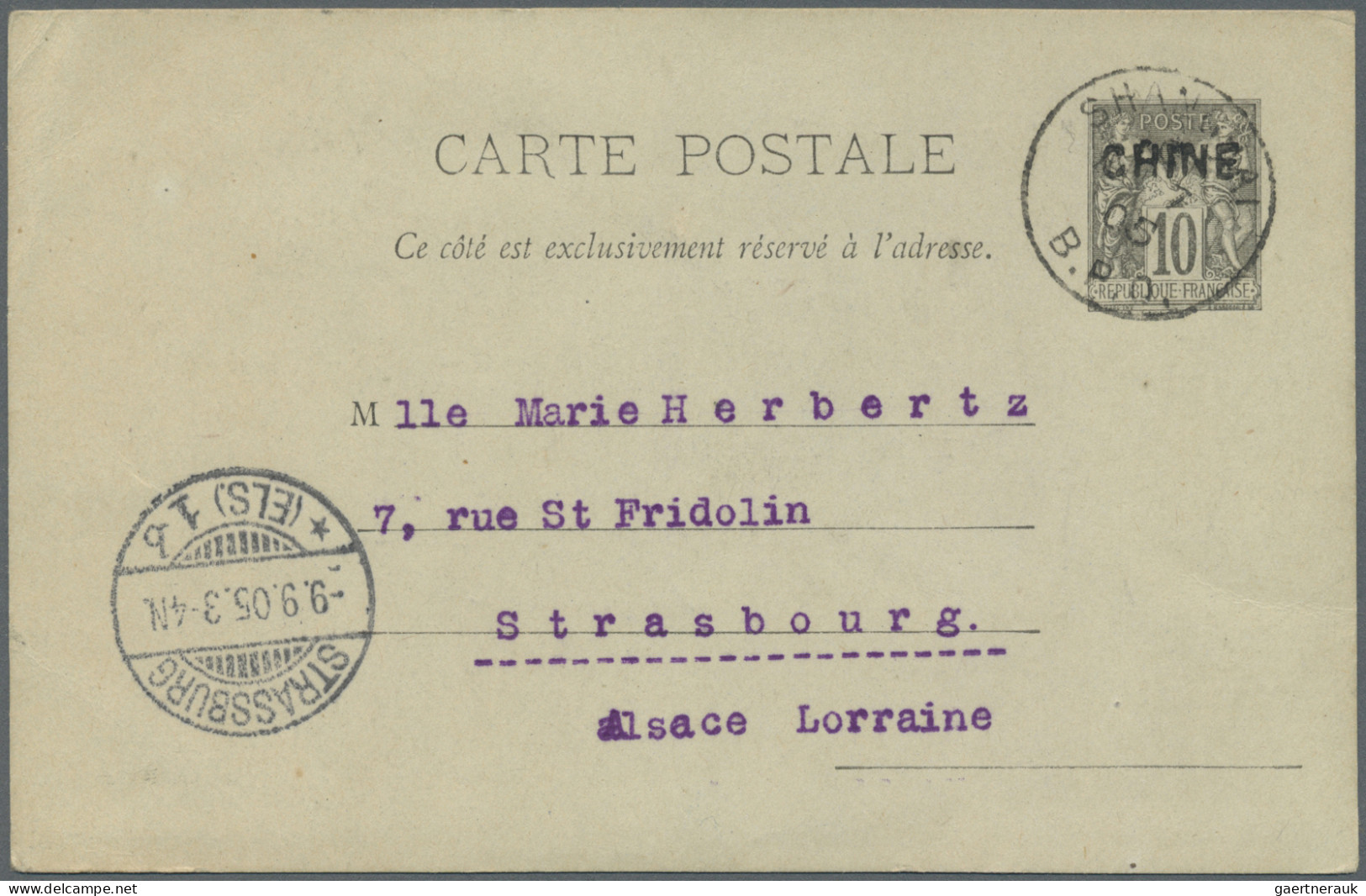 China - Specialities: Foreign Offices, France, Stationery 10 C. Canc. In Transit - Other & Unclassified