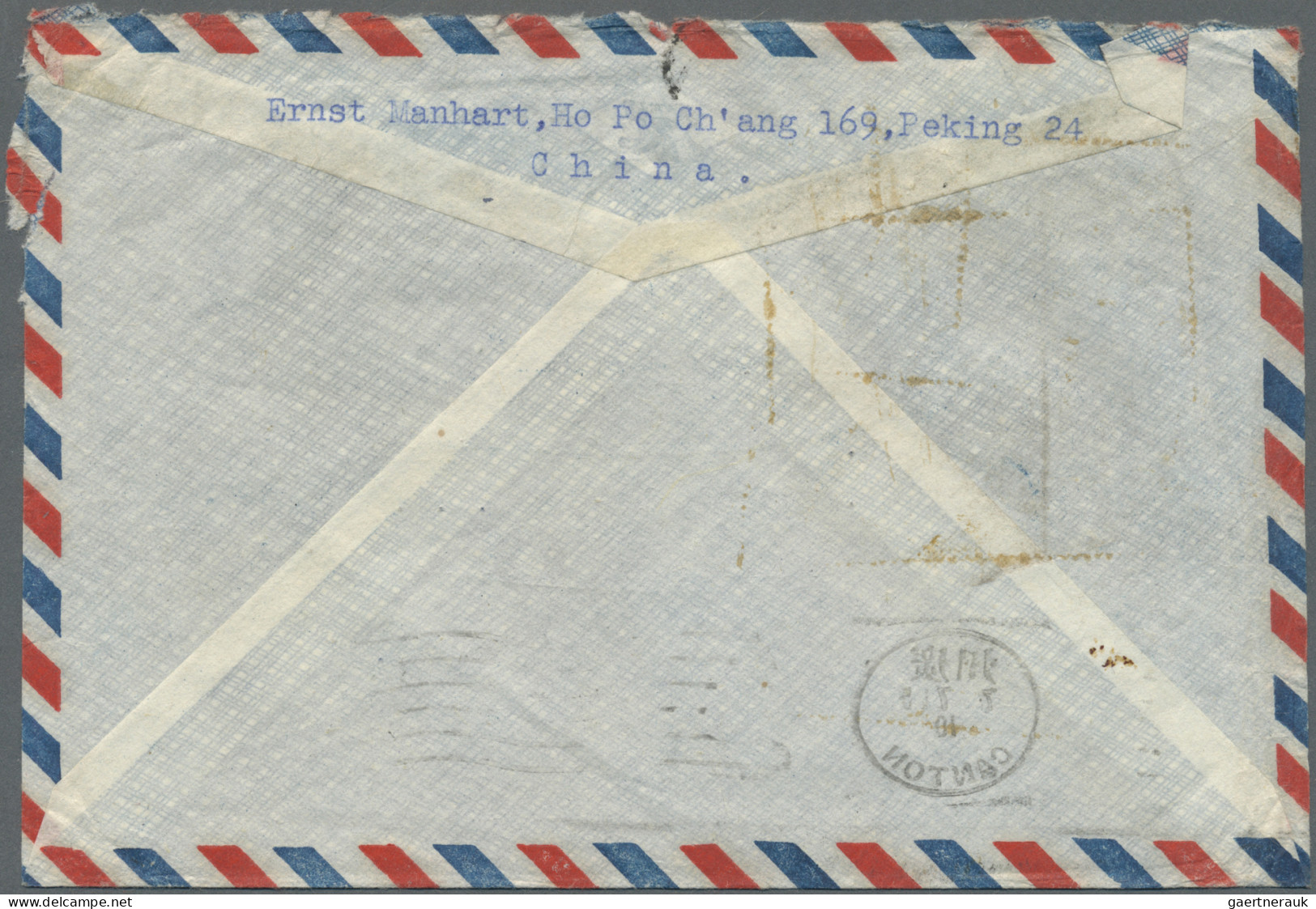 China (PRC): 1950, Tien An Men, Two Small Size Air Mail Covers From "PEKING" Via - Covers & Documents