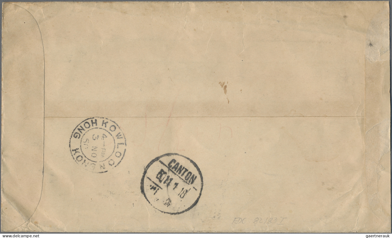 China (PRC): 1950, Registered First Day Cover Addressed To Hong Kong Bearing Thr - Cartas & Documentos