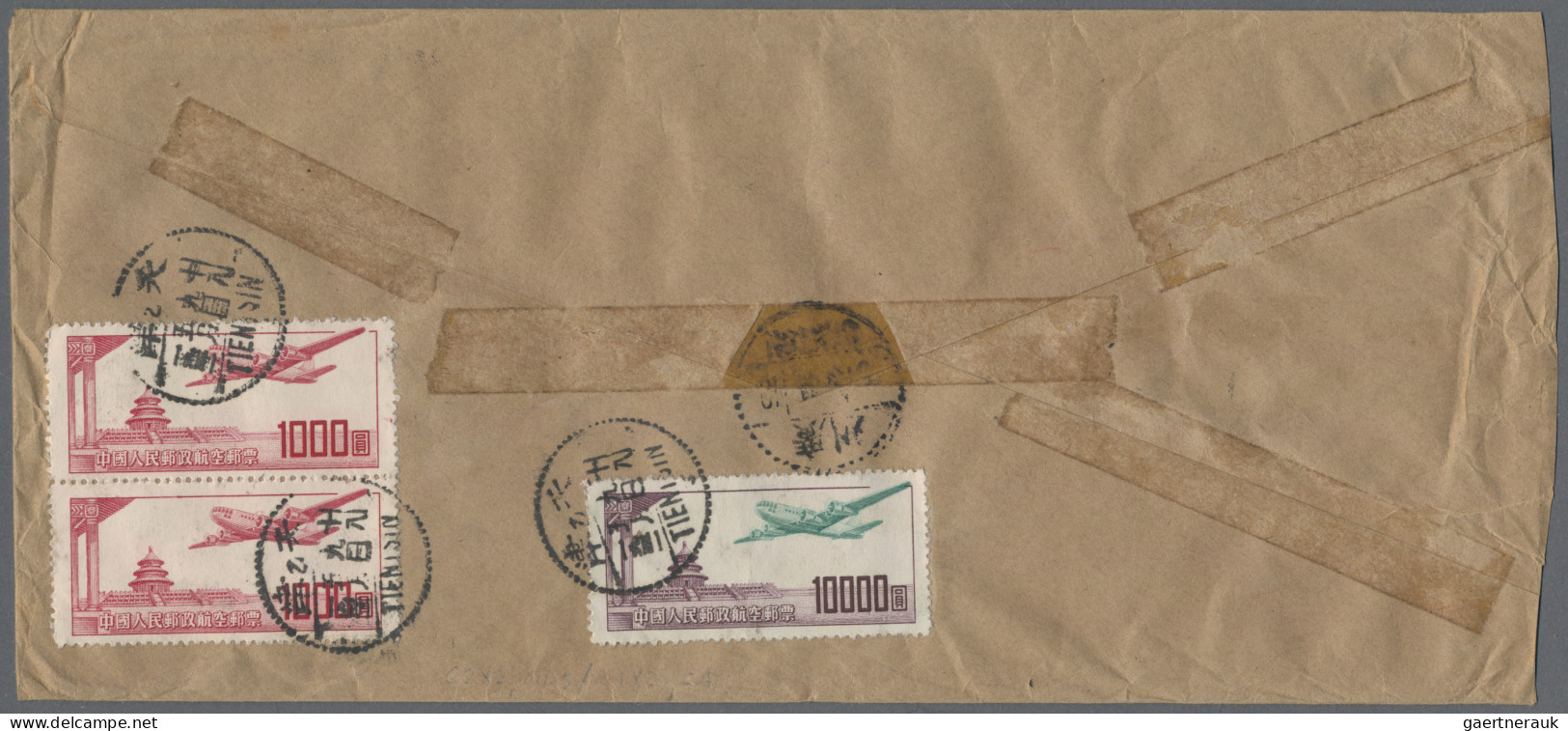 China (PRC): 1951, Air Mail Issue (A1) Cpl. Set Inc. Two Pairs Tied "Tientsin 19 - Lettres & Documents