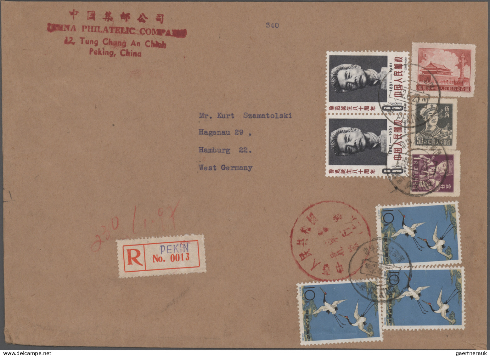 China (PRC): 1962, Two Registered Covers Of The China Philatelic Company, One Be - Cartas & Documentos