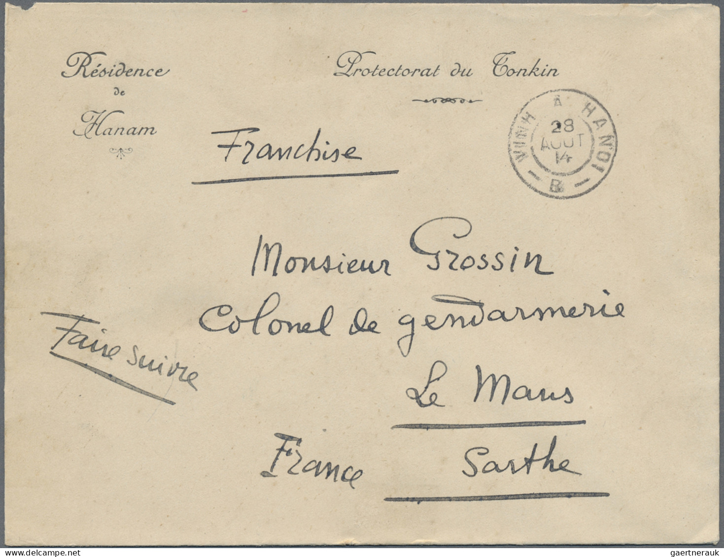 French Indochine: 1894/1914: Blue Telegram Original Form Dated 10 Juil 1894 Addr - Brieven En Documenten