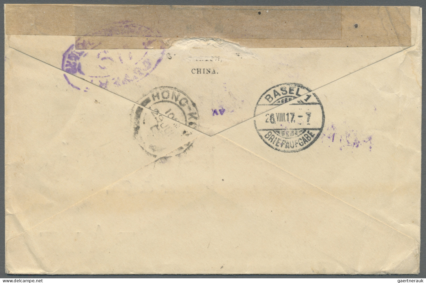 Hong Kong: 1917. Censored Envelope Addressed To Switzerland Bearing British Post - Briefe U. Dokumente