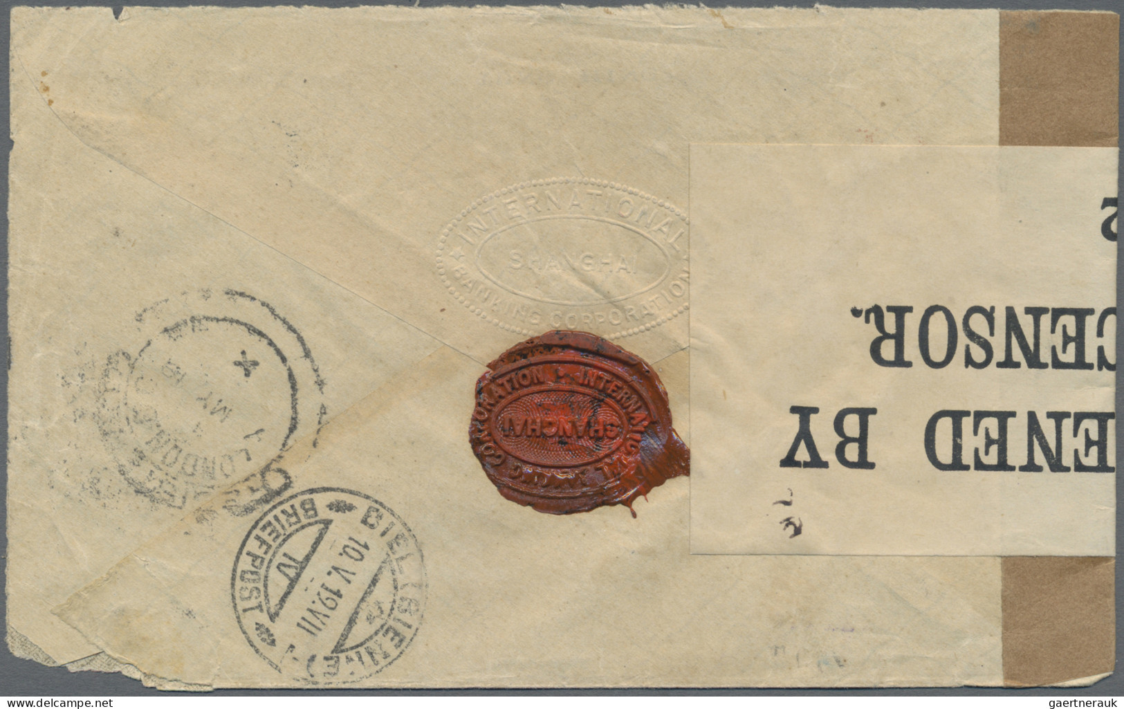 Hong Kong: 1919. Registered Envelope (corner-/opening Faults) To Switzerland Bea - Briefe U. Dokumente