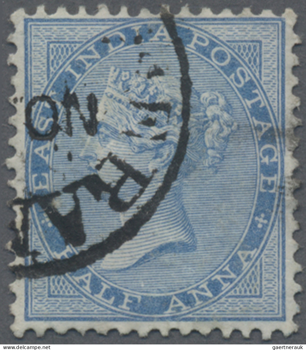 India: 1865/1883 Six Used Queen Victoria Stamps Showing Variety "WATERMARK INVER - 1882-1901 Keizerrijk
