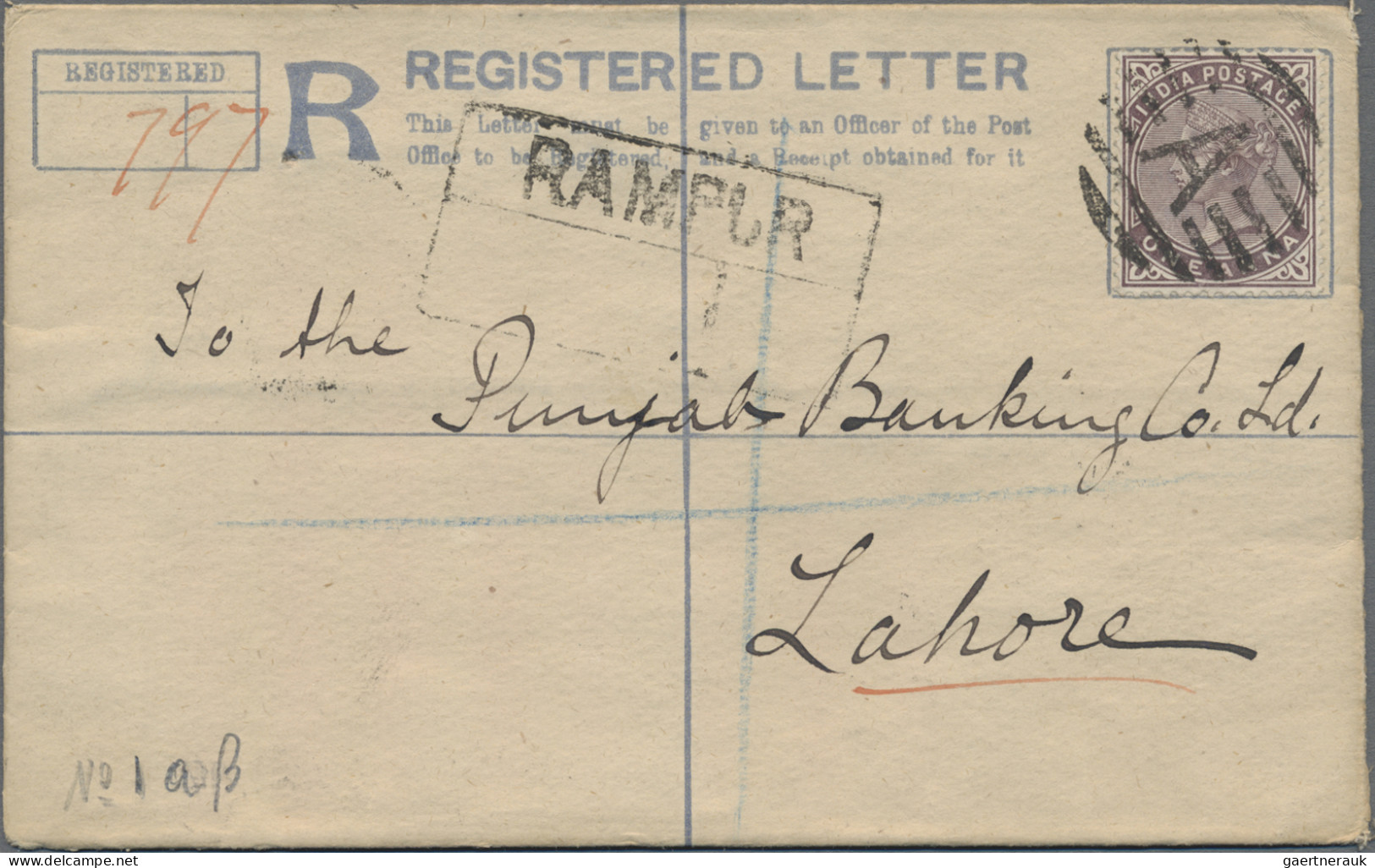 India - Postal Stationery: 1890 Postal Stationery Registered Envelope 2a. Blue U - Sin Clasificación