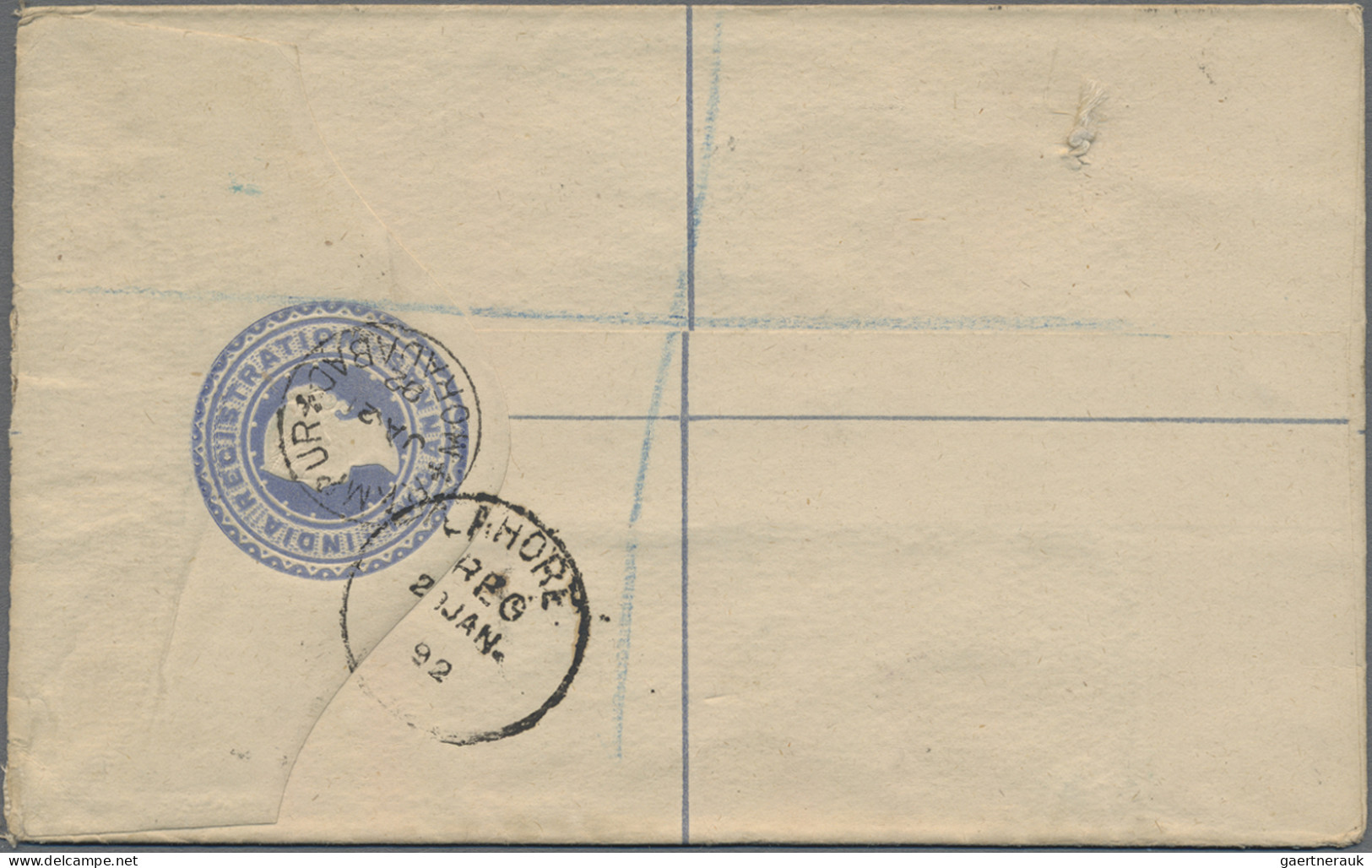 India - Postal Stationery: 1890 Postal Stationery Registered Envelope 2a. Blue U - Non Classificati
