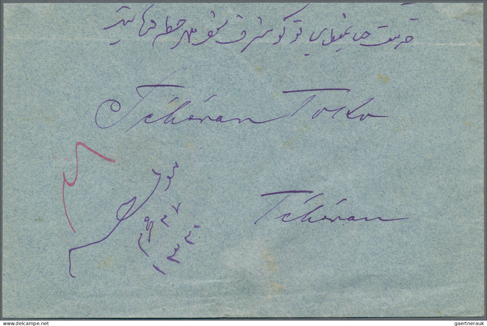 Iran: 1910 Cover From Recht To Teheran Franked On The Reverse By 1909 Registered - Iran