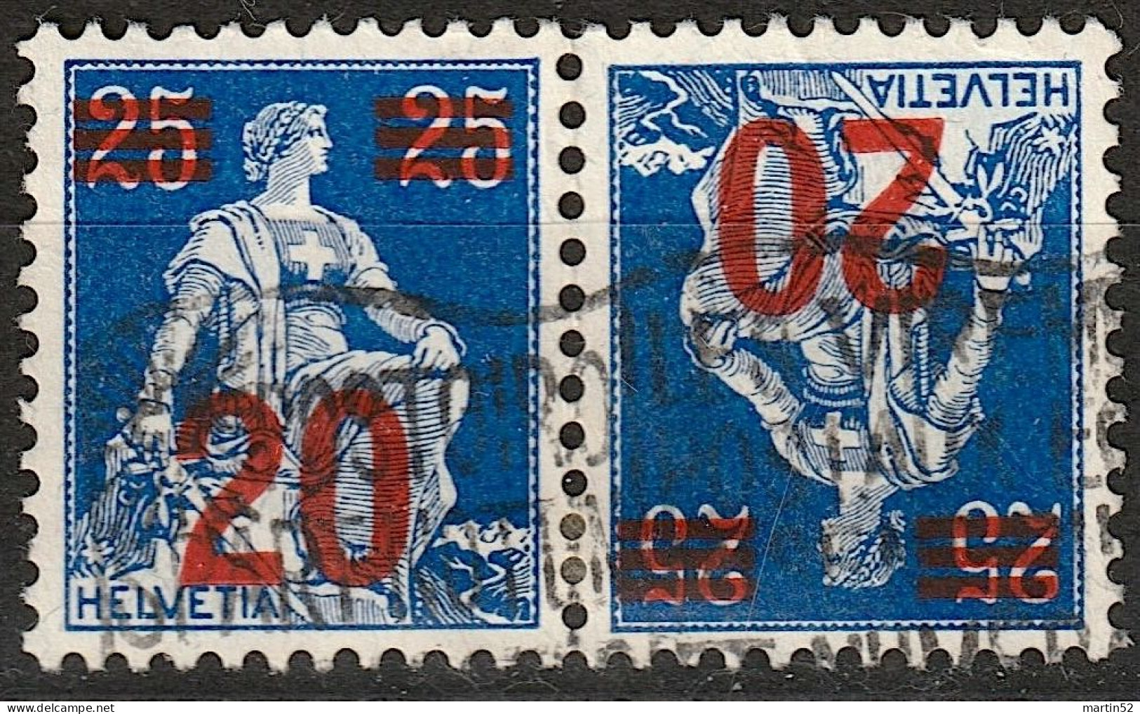 Schweiz Suisse 1926: Kehrdruck Tête-bêche Zu K16 Mi K16 Mit Werbe-Stempel POSTGIRO (Zu CHF 20.00) - Tete Beche