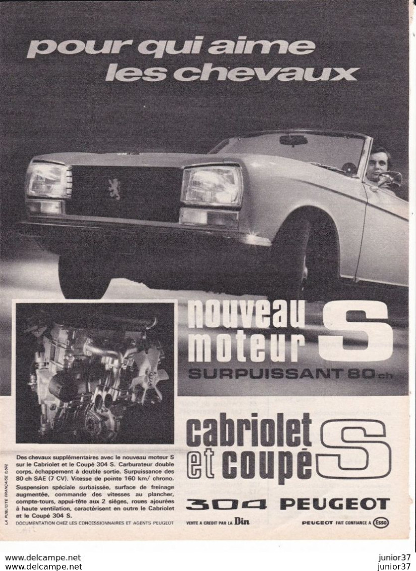 2 Feuillets De Magazine,  Peugeot 304 Cabriolet - Coches