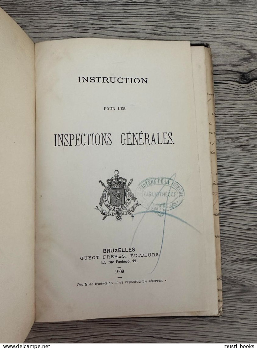 (ARMÉE BELGE 1900) Instruction Pour Les Inspections Générales. - Weltkrieg 1914-18