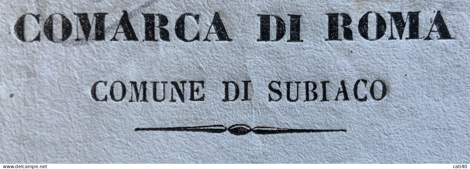 COMARCA DI ROMA - COMUNE DI SUBIACO - LETTERA DEL GONFALONIERE SULLA ELEZIONE DEL NUOVO MEDICO CONDOTTO - Documenti Storici