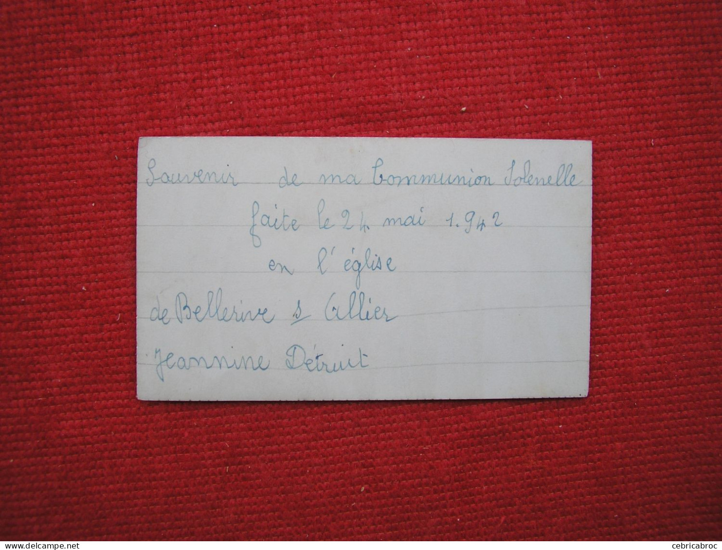 LDB - IMAGE RELIGIEUSE - Souvenir De Communion Solennelle Faites En L'Eglise De BELLERIVE-sur-ALLIER Le 24 Mai 1942 - Devotion Images