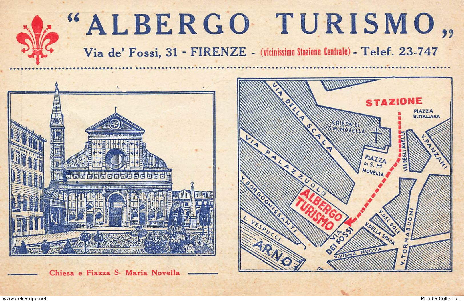 MIKIBP9-041- ITALIE FIRENZE CHIESA E PIAZZA S MARIA NOVELLA + ALBERGO TURISMO - Firenze (Florence)