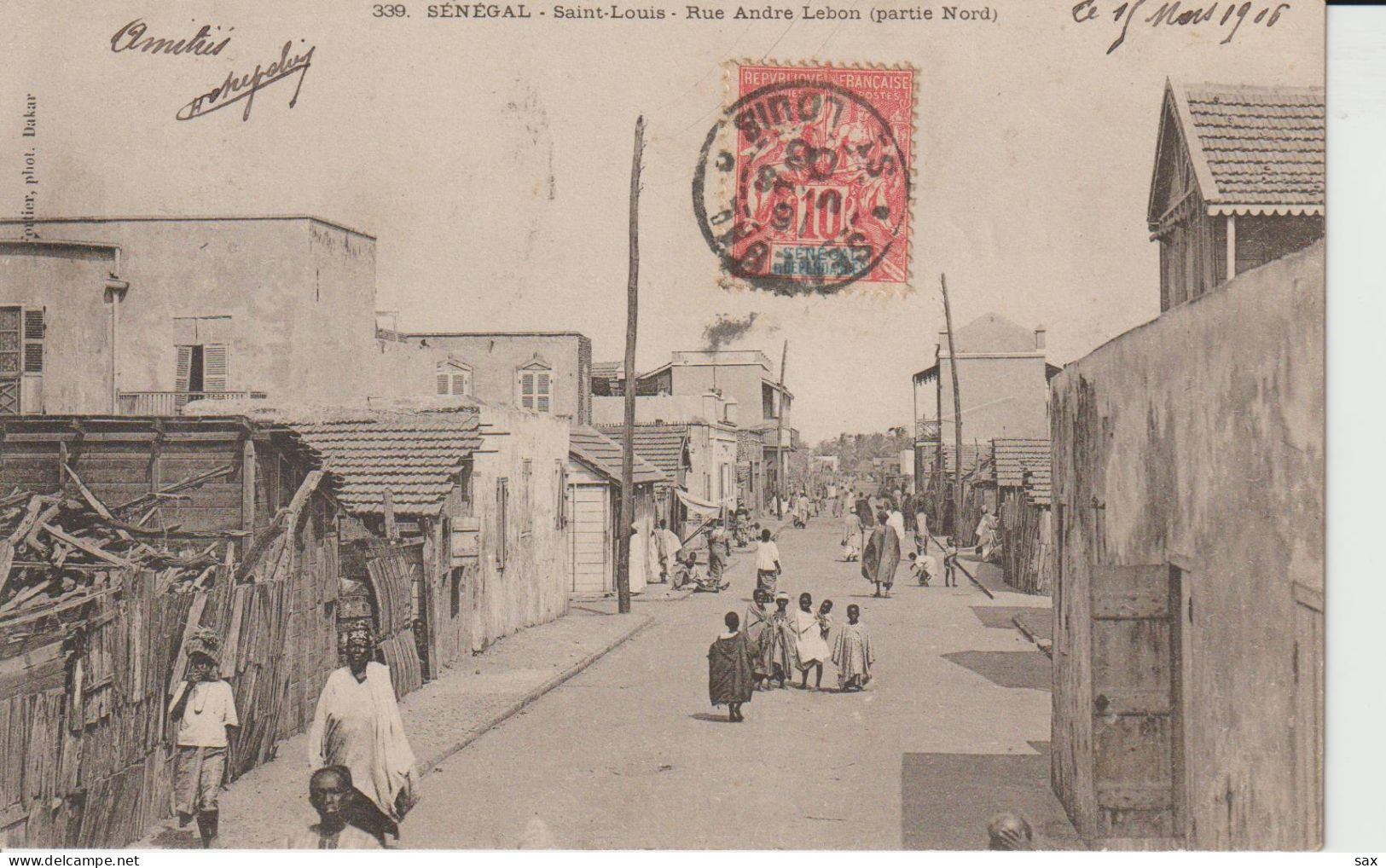 2419-216 Av 1905 N°339 Séné St Louis Rue André Lebon(nord) Fortier Photo Dakar   Retrait 25-05 - Senegal