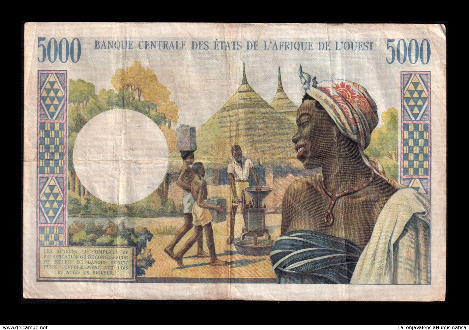 West African St. Senegal 5000 Francs 1965 Pick 704Km Bc/Mbc F/Vf - Estados De Africa Occidental