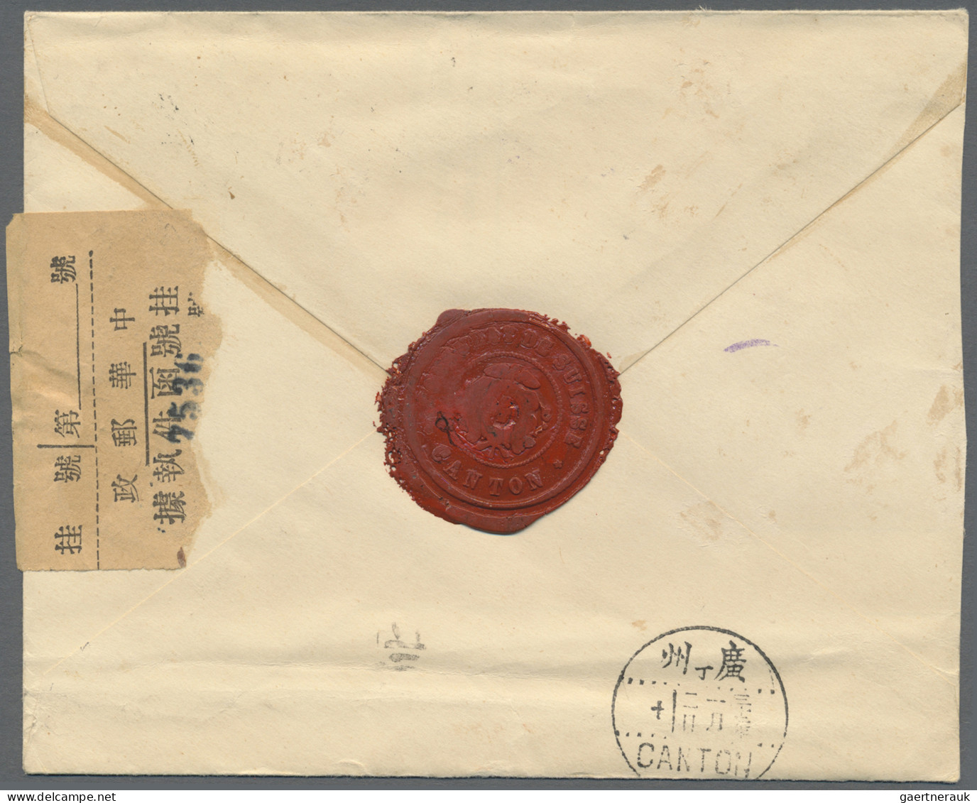 Japanese Occupation WWII: 1942, 1st Issue 1 C. (pair), 20 C. (2) Tied "CANTON 31 - 1943-45 Shanghai & Nanchino