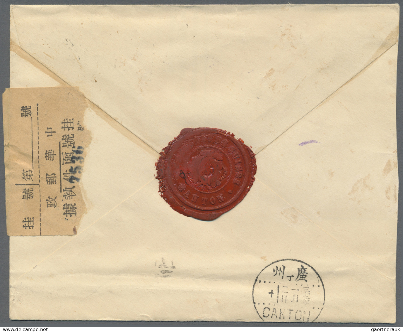 Japanese Occupation WWII: 1942, 1st Issue 1 C. (pair), 20 C. (2) Tied "CANTON 31 - 1943-45 Shanghái & Nankín