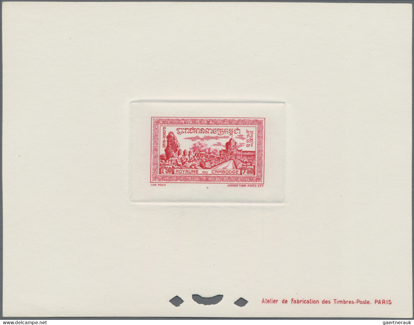 Cambodia: 1954 Definitives 70c., 1pi., 1.50pi. As Well As Top Values 20pi. And 5 - Cambodia