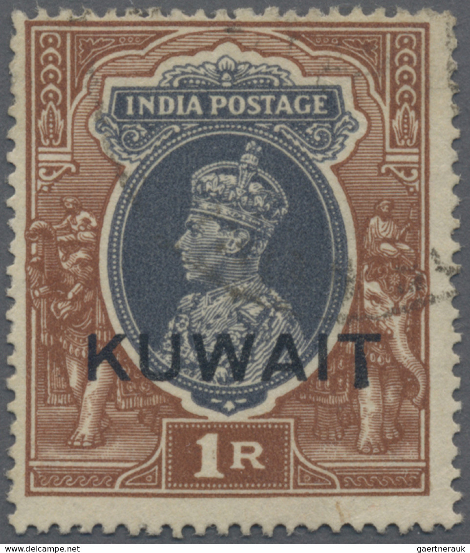 Kuwait: 1939 "KUWAIT" Overprint On KGVI. 1r. Grey & Red-brown Showing Overprint - Koweït