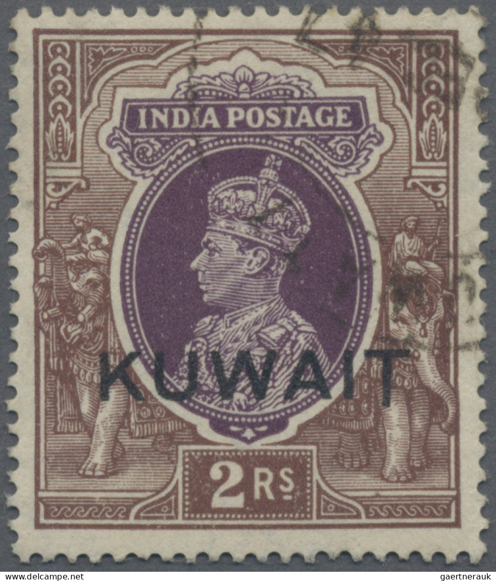 Kuwait: 1939 "KUWAIT" Overprint On KGVI. 2r. Purple & Brown Showing Overprint Va - Koweït
