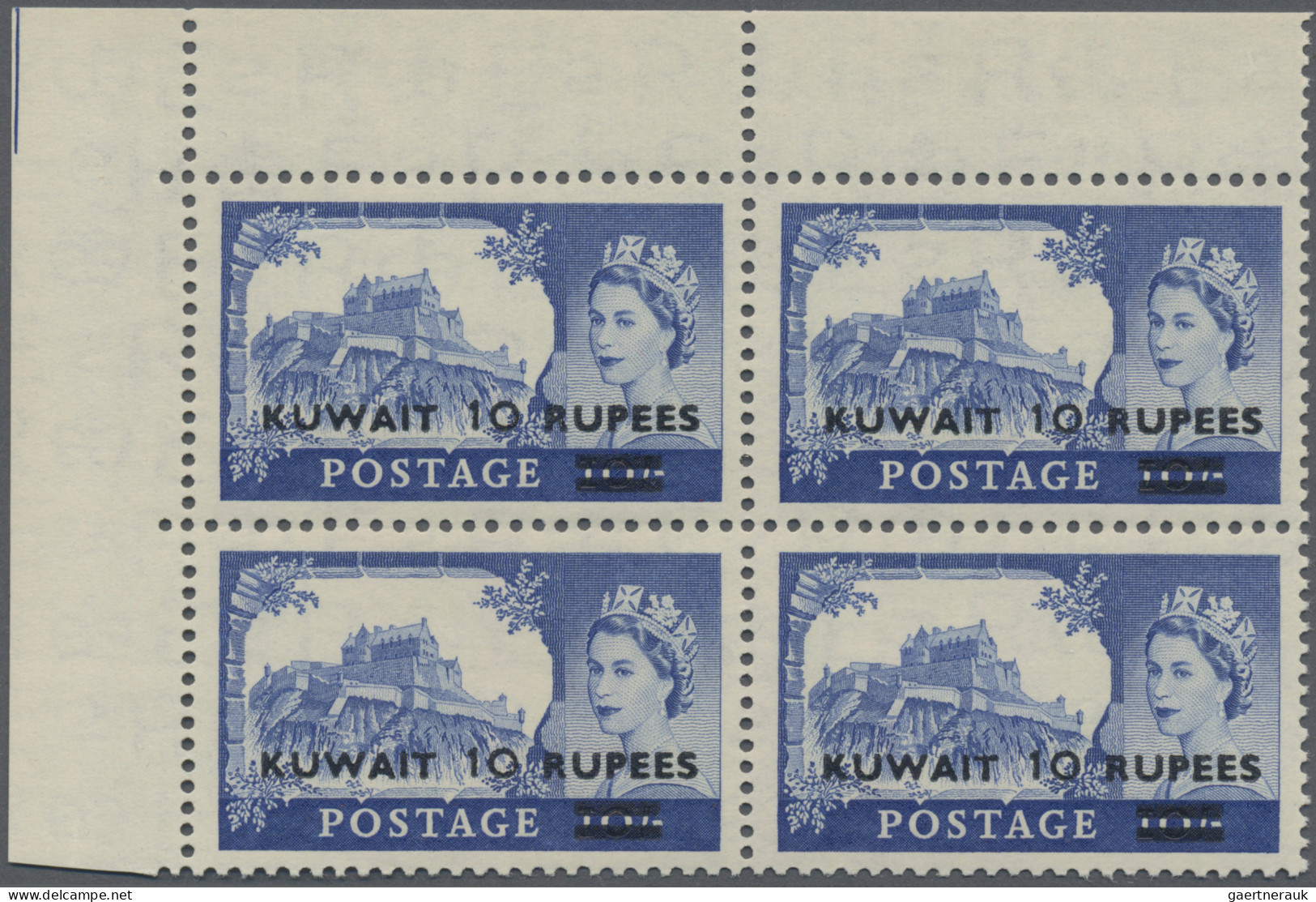 Kuwait: 1957 'Castle' Set Of Three (2r. On 2s.6d., 5r. On 5s. And 10r. On 10s.) - Koeweit